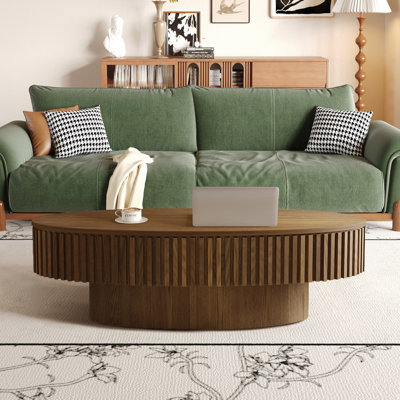 Solid Wood 47'' Oval Coffee Table With Storage