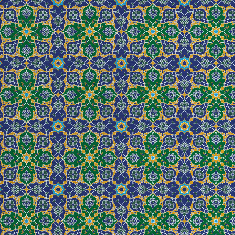 Tissu orientale orné de mosaïque, H 36 po x l 58 po x P 1 po