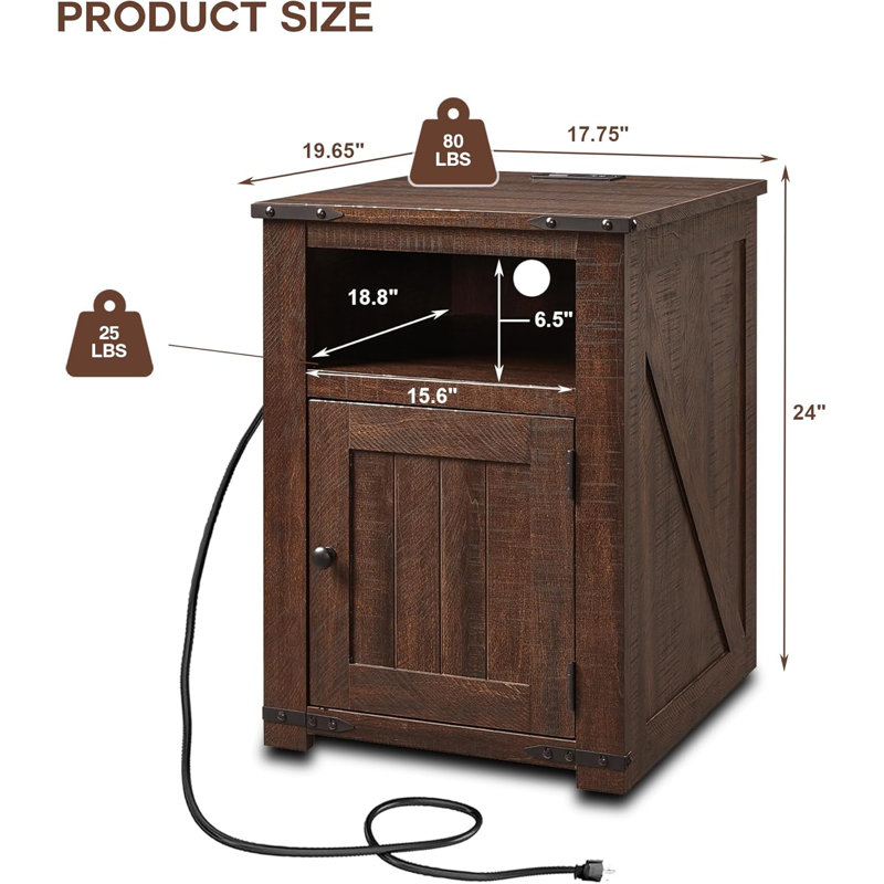 Bedside Table With Charging Station