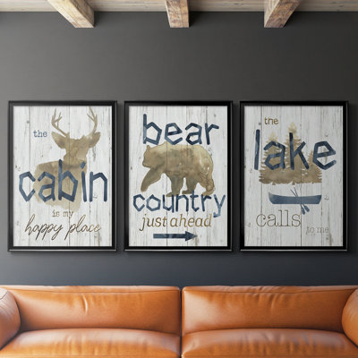 Happy Place Cabin - Toile tendue avec châssis sur mesure - 3 pièces