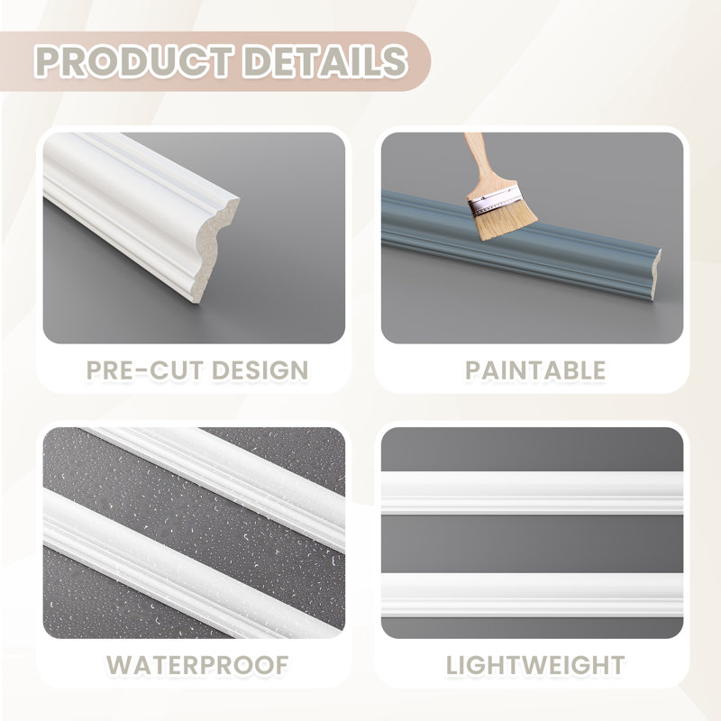 6-Piece Pre-cut Layered Polystyrene Wall Moulding Set,Nested Frames, Paintable for Sophisticated Decor