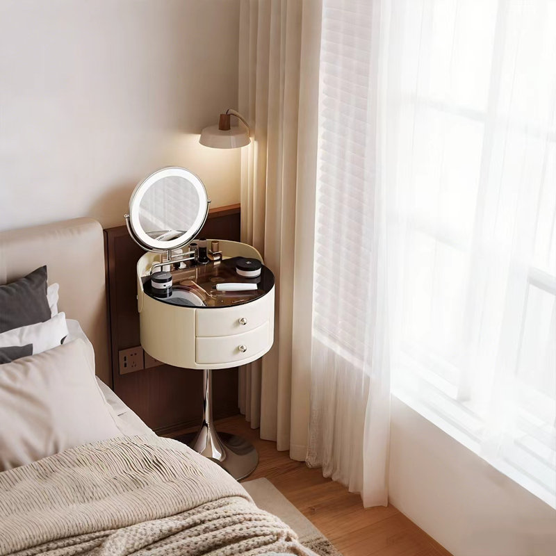23.62"Cream-Style Compact Solid Wood Vanity Table