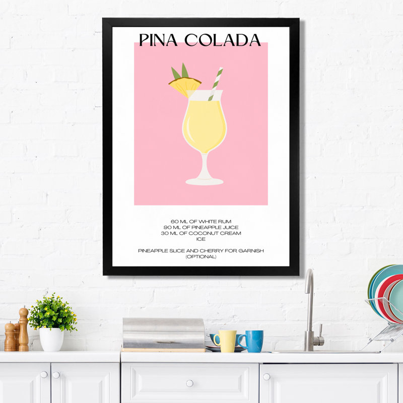 Pina Colada Cocktail Party - Décoration murale cocktails, Cadre photo noir simple, H 20 po x l 12 po