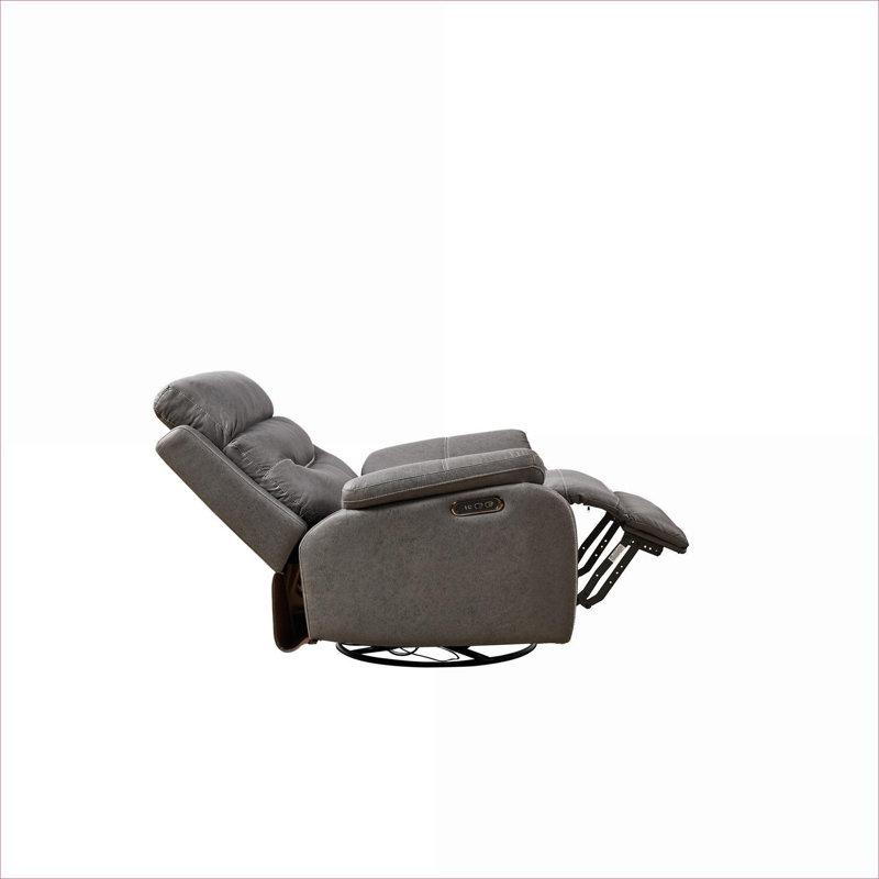  Fauteuil inclinable électrique en tissu, siège pivotant berçant de luxe avec fonctions réglables, gris doux
