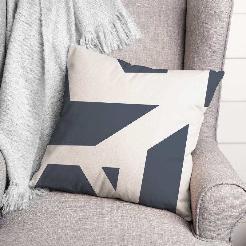  Coussin décoratif géométrique intérieur / extérieur en polyester, Ardoise, H 18 po x l 18 po