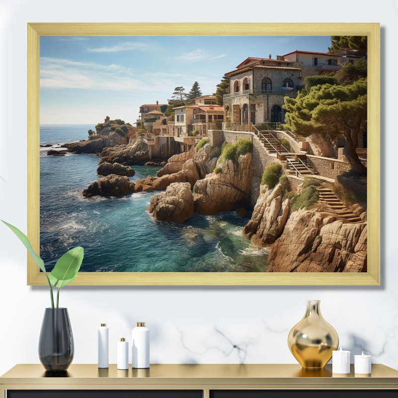 Espagne, Méditerranée, sérénité II sur toile, H 24 po x l 32 po x P 1 po, Cadre doré à une seule photo