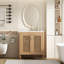 de salle de bain autoportant de 3 pouces avec lavabo en résine, tiroir caché et armoire de rangement - structure en bois massif