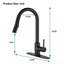 Robinet de cuisine en acier inoxydable noir mat avec douchette rétractable et bec pivotant à 360 degrés