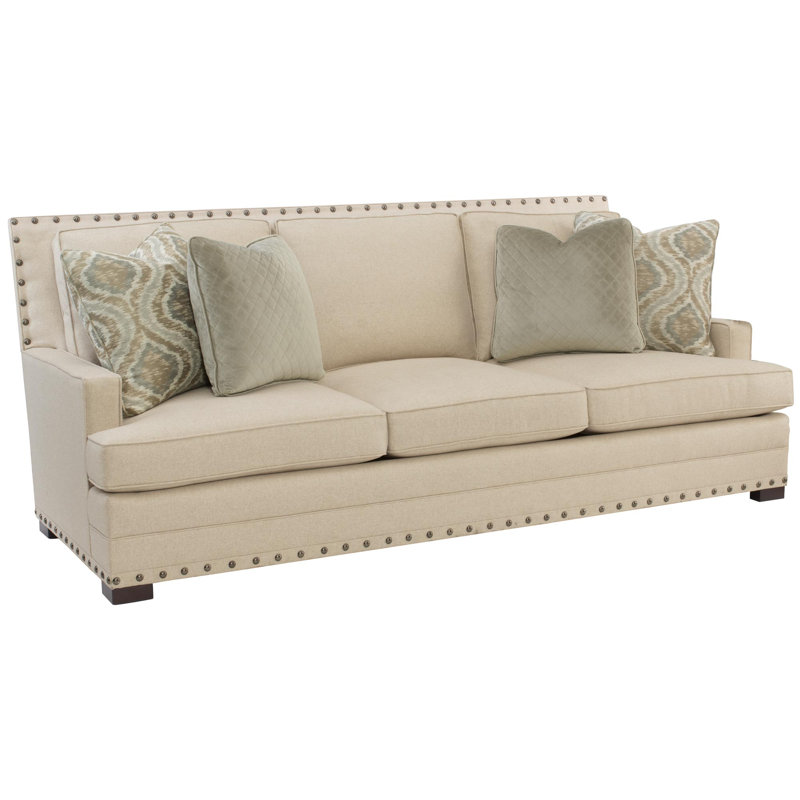 Cantor 94.5" Recessed Arm Sofa with Reversible Cushions, Cream Linen 1429-002, Aged Gray