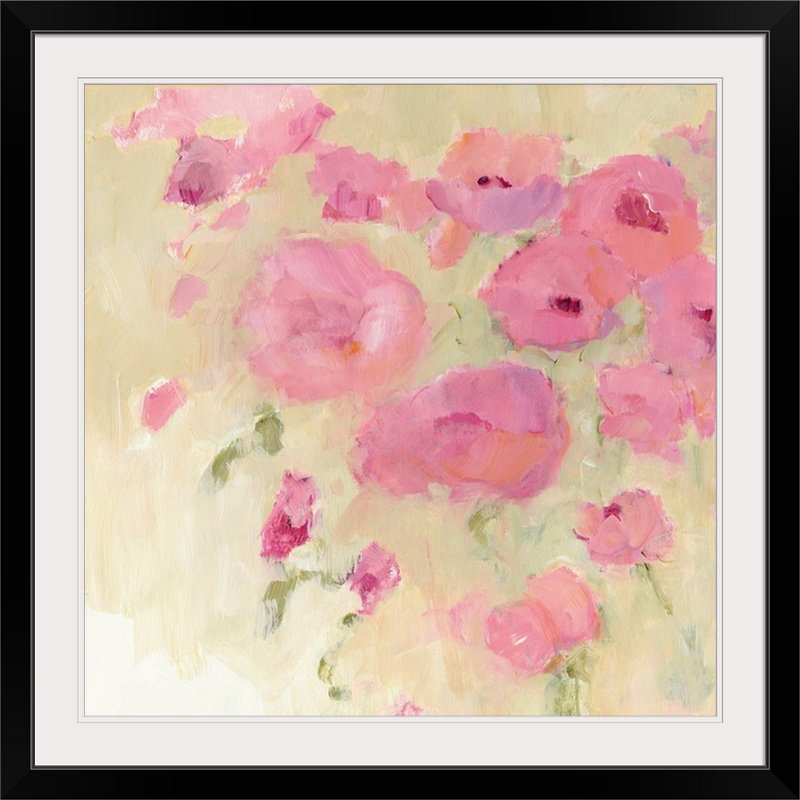 «Floral Watercolor», impression de Aimy, H 20" x l 20" x P 1", Cadre noir