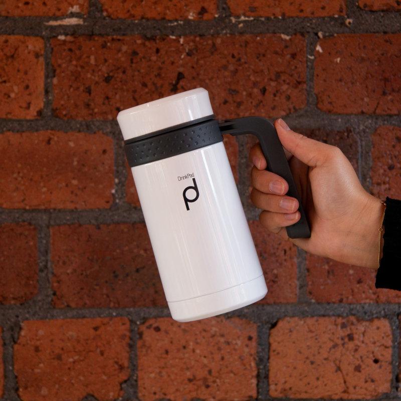 Grunwerg Drink Pod Stainless Steel Travel Mug, White