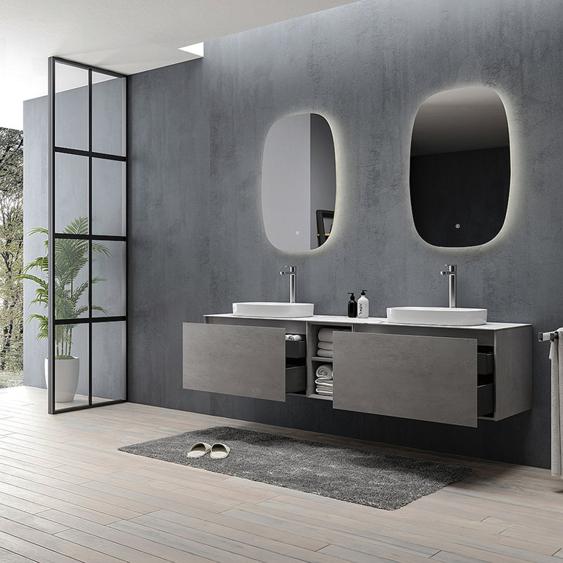 Ensemble de meuble-lavabo 67 po avec lavabo 67 po Inalco, U072-170-67-8882 Inalco 67, gris clair, 16000-INALCO 67-COMBO
