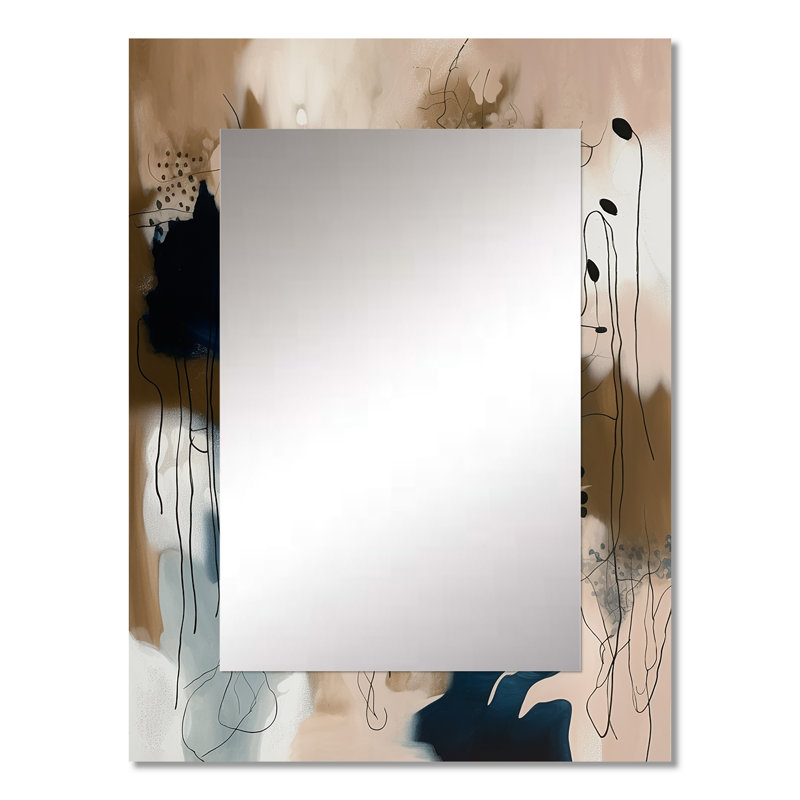 Blue Reflections II - miroir mural décoratif abstrait, miroir moderne, impression d'art en métal, 32 po x 24 po