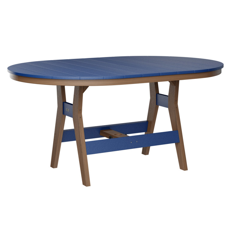 Harbor Outdoor Oval Bar Table, Antique Mahogany, 38.87" H x 64" W x 44" D, Pacific Blue