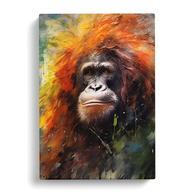 Orangutan Impressionism Art No.2 - Wrapped Canvas, 76cm H x 50cm W x 3cm D