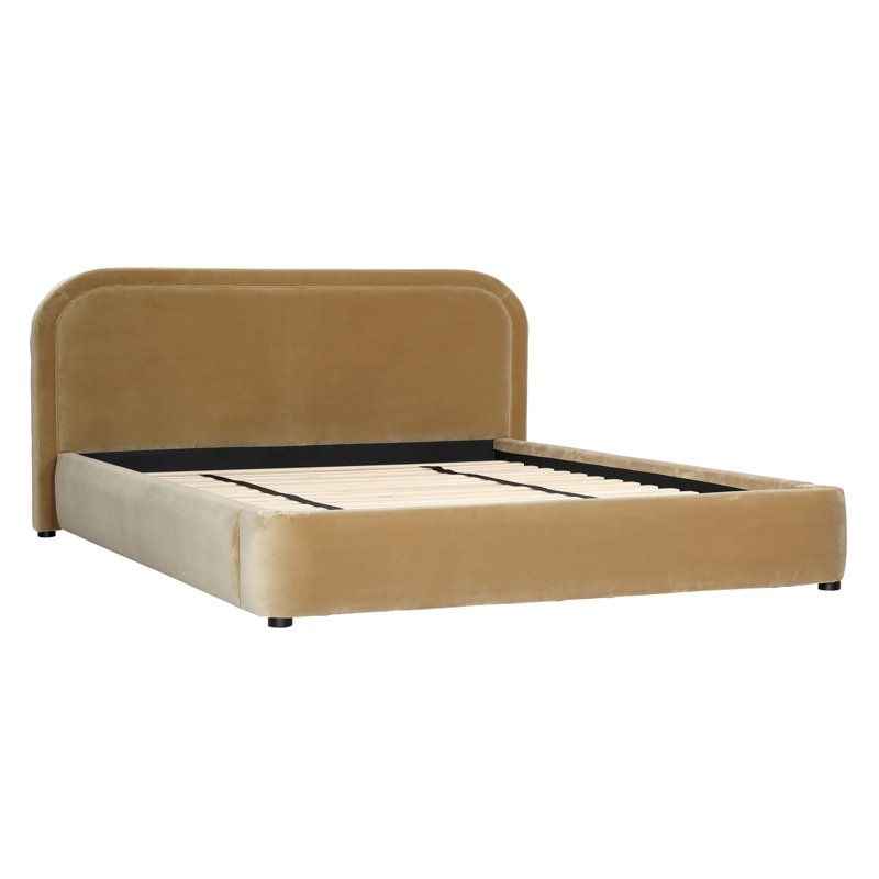 Agi Polyester Velvet Bed, Camel, Queen, Camel, King
