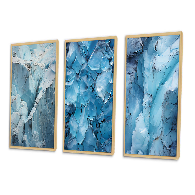 «Glacier Glaciers Edge II», 3 pièces sur toile, Encadré naturel, H 20 po x l 36 po