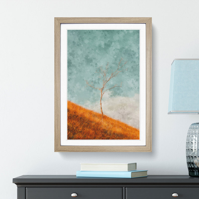 Lonely Tree - Framed Print, 63cm H x 45cm W x 2cm D, Oak Framed