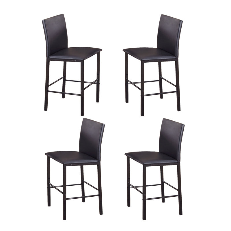 Chaises de salle à manger à hauteur de comptoir en métal Citico avec structure en métal noir, ensemble de 4