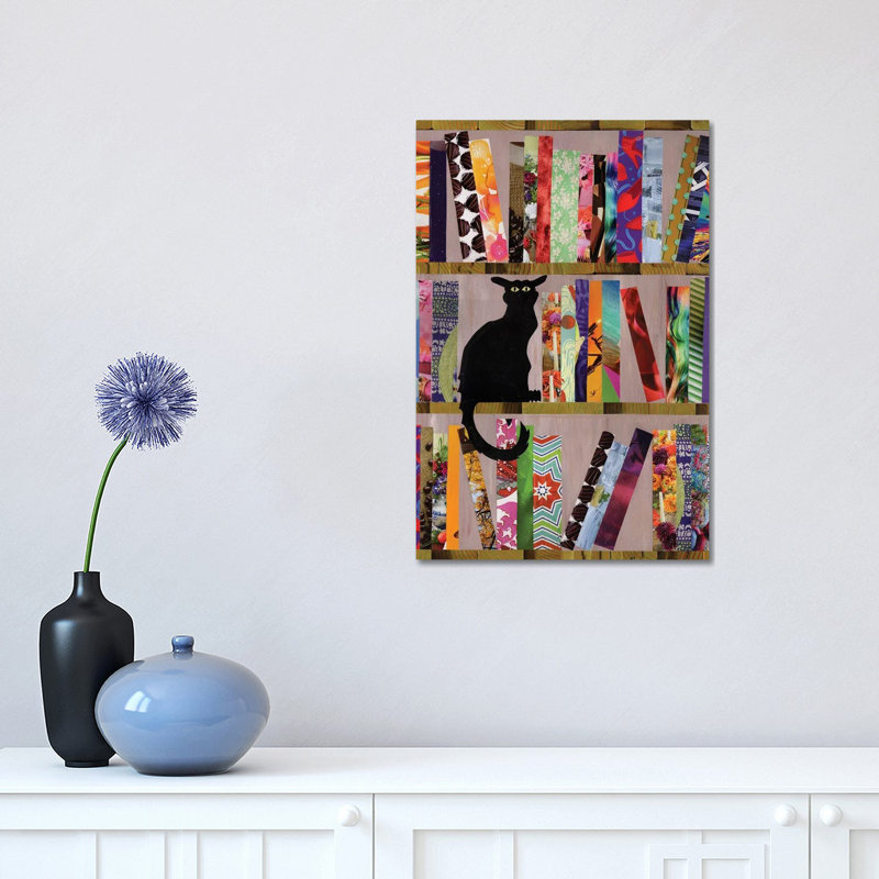 Bookcat by Artpoptart - Wrapped Canvas Print, 30.48 cm H x 45.72 cm W, Wrapped Canvas