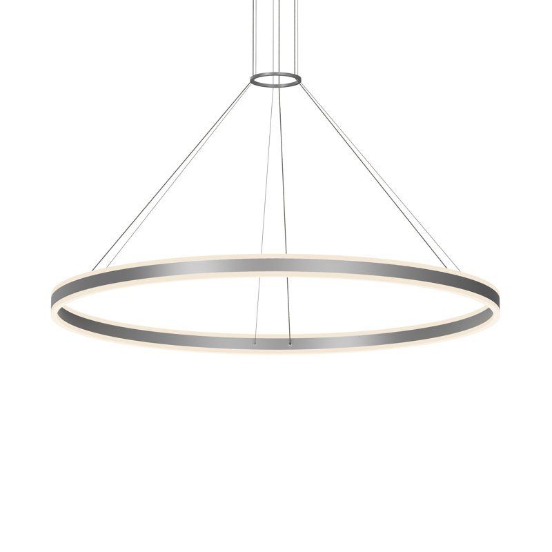 Double Corona 2 - Light LED Chandelier, Bright Satin Aluminum