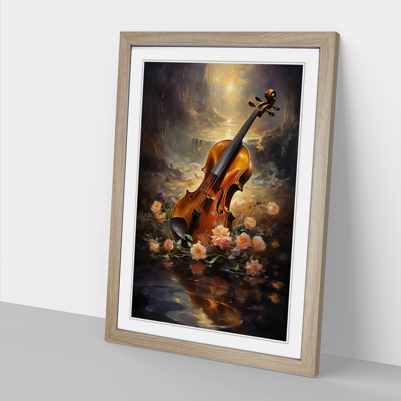 Violin Romanticism - Framed Print, 34cm H x 25cm W x 2cm D, Oak