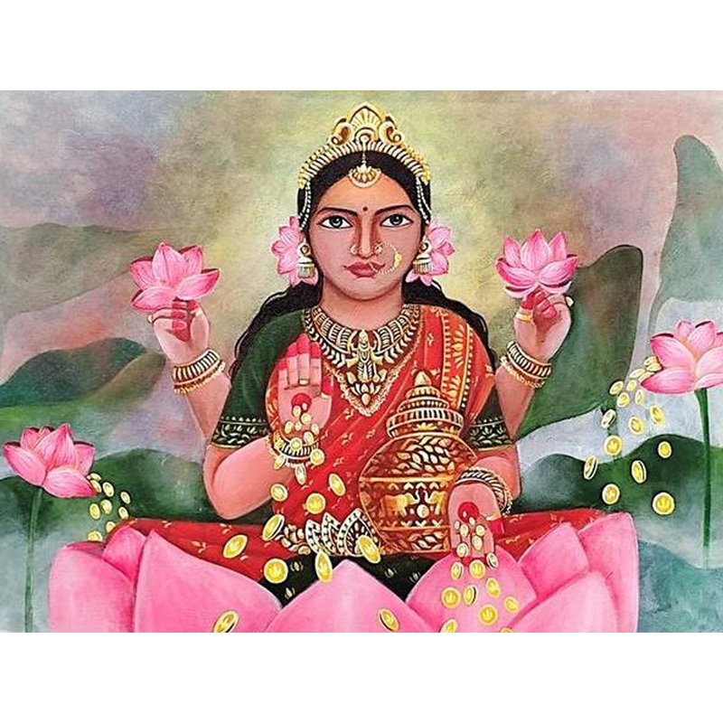 Déesse Lakshmi | Peinture acrylique sur toile | Sourav Sinha