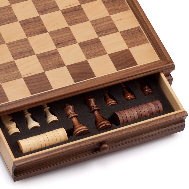 GSE Chess Set 15 x 15 Wooden Chess Game Set - Folding Chess Board Set  with Chess Pieces & Storage Box - Wooden Chess Set Board Game (Non-Magnetic