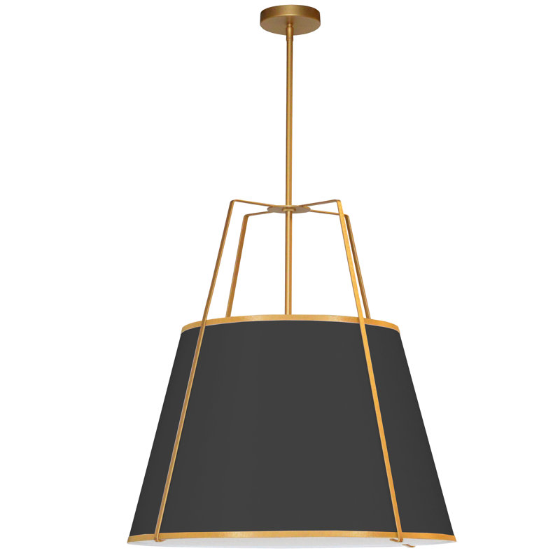 Luminaire suspendu 3 lumières trapézoïdale, Doré, Noir, H 19,5 po x l 18 po x P 18 po