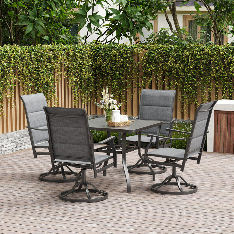 4 - Person Upgraded Square Outdoor Dining Set, Gray