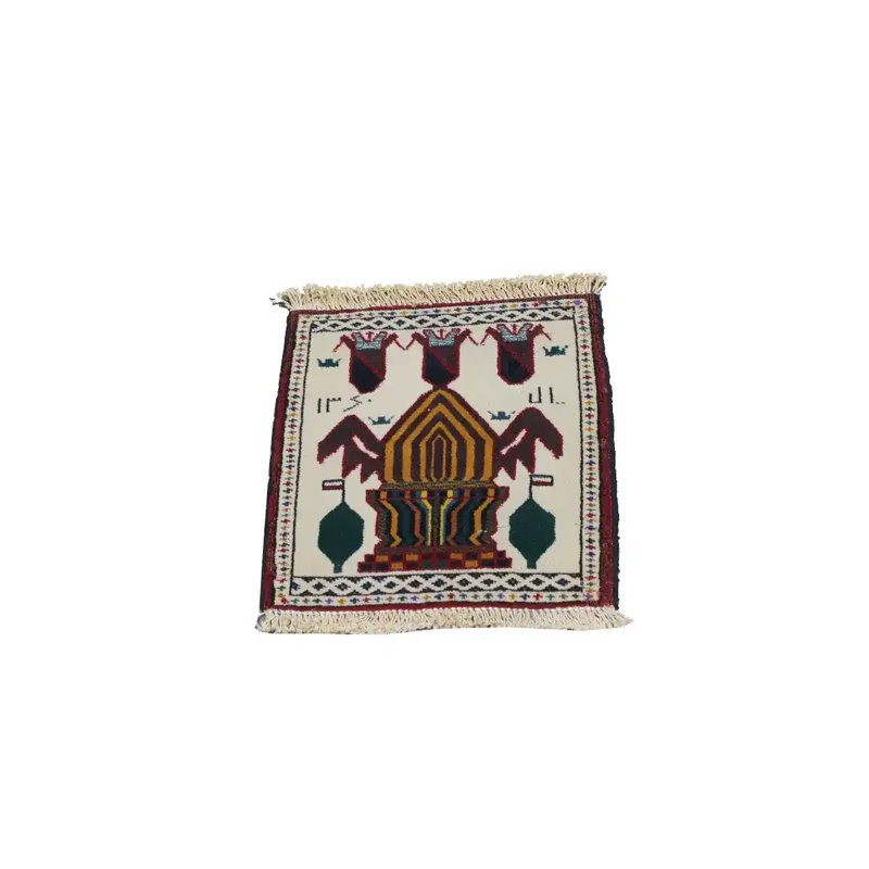 Handmade Mini Square Oriental Rug 1'2X1'3 ft