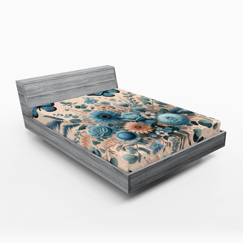 Microfiber Floral Fitted Sheet, Full Fitted Sheet