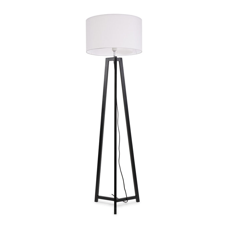 Rhavyn 148cm Traditional Floor Lamp, Matte Black, White