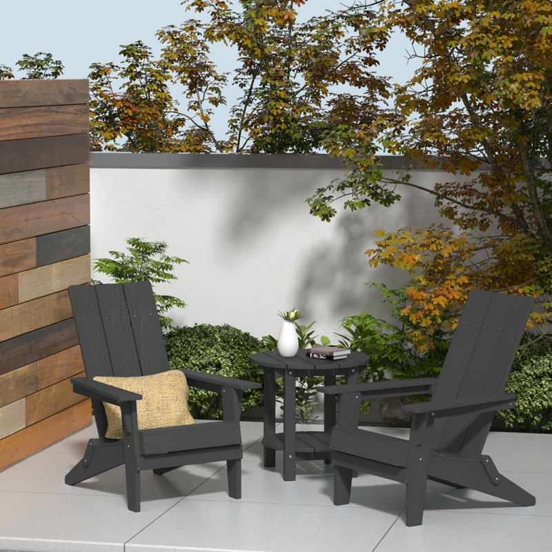 Foldable Outdoor Adirondack Set, Black
