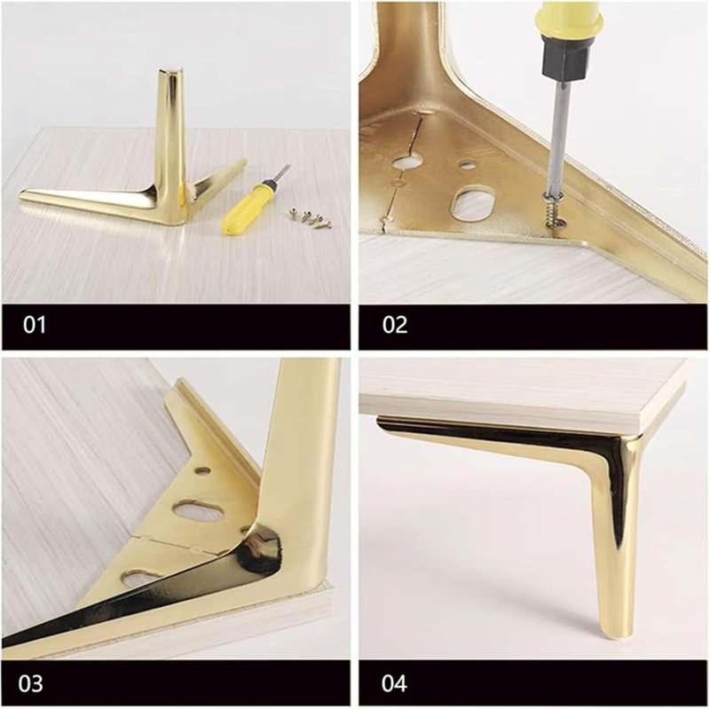 Heavy Duty Metal Furniture Legs For Sofa Cabinet Chair Replacement Modern Triangle Design Durable Support Set Of 4, Gray