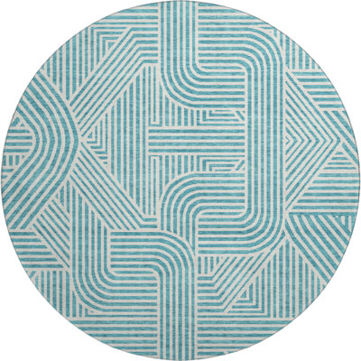 Premium Machine Washable Prisco Teal Rug