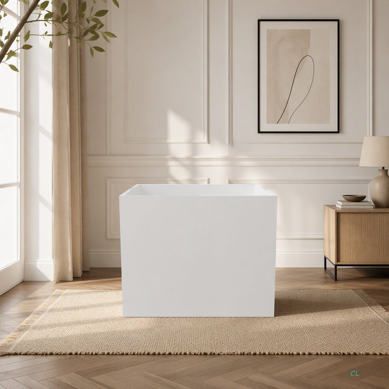 Baignoire autoportante 35 po en acrylique, forme rectangulaire