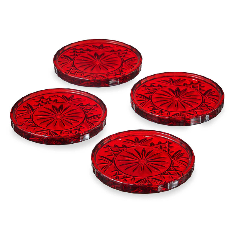 Dublin Crystal Red Coaster Set