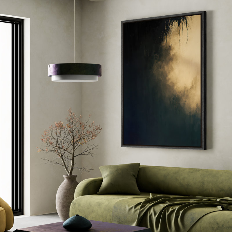 Art mural encadré, impressions murales abstraites rétro pour chambre à coucher - 24 po x 36 po, Noir