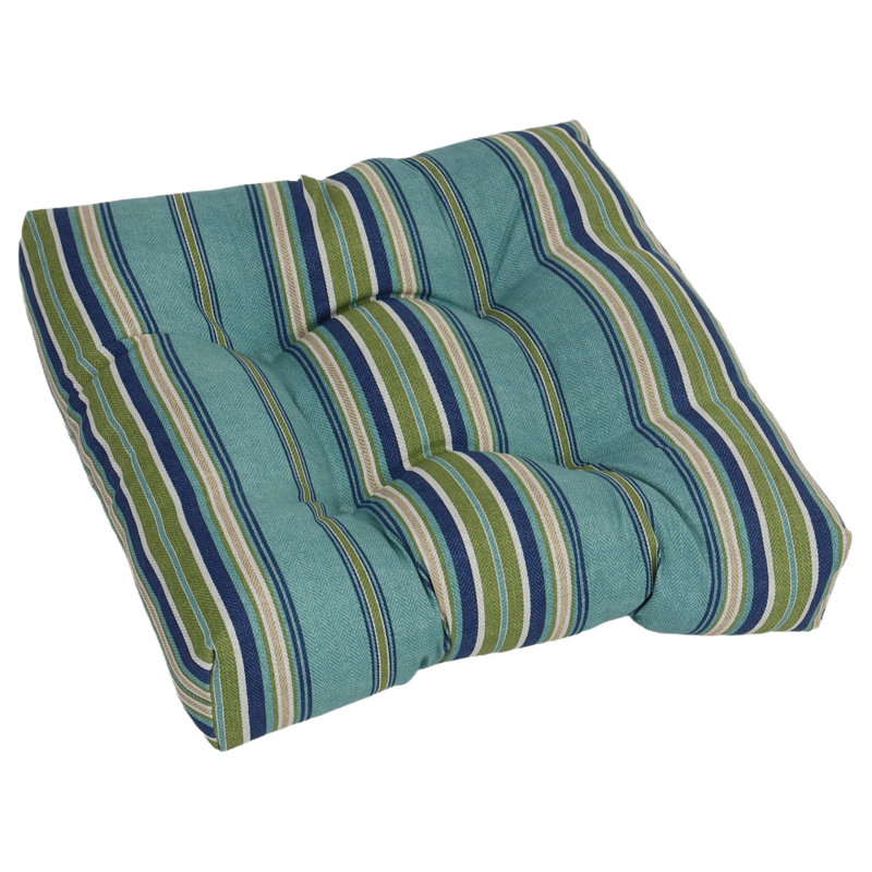 Coussins de chaise de salle à manger 19 pouces carrés (ensemble de 2), Brun clair / vert / bleu / brise de terrasse rayé