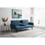Canapé-lit de 72 po - Dossier convertible pliant en lit double avec porte-gobelet et table rabattable - Canapé en lin compact pour petits espaces - Assemblage facile, bleu-131519482