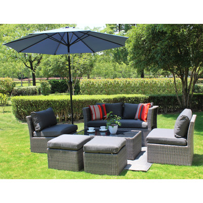 Florien 6 - Person Patio Conversation Set with Cushions