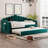  Twin Size Upholstered Daybed with Trundle, Velvet Sofa Bed with USB Charging Ports, No Box Spring Needed, Velvet Green-47169472