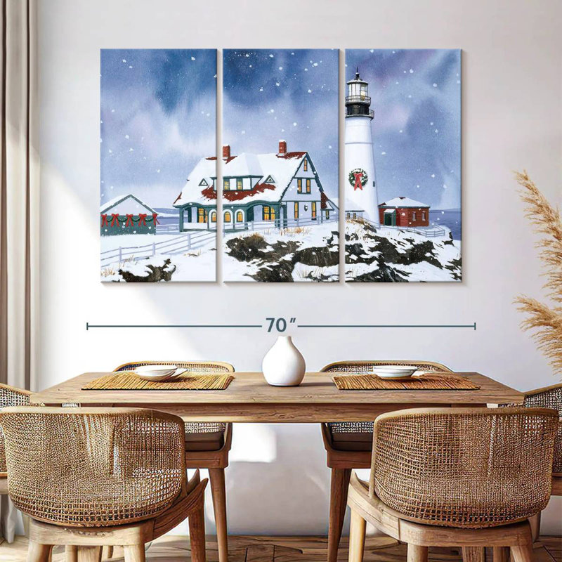 Aletra Lighthouse In Winter, 32" H x 50" W