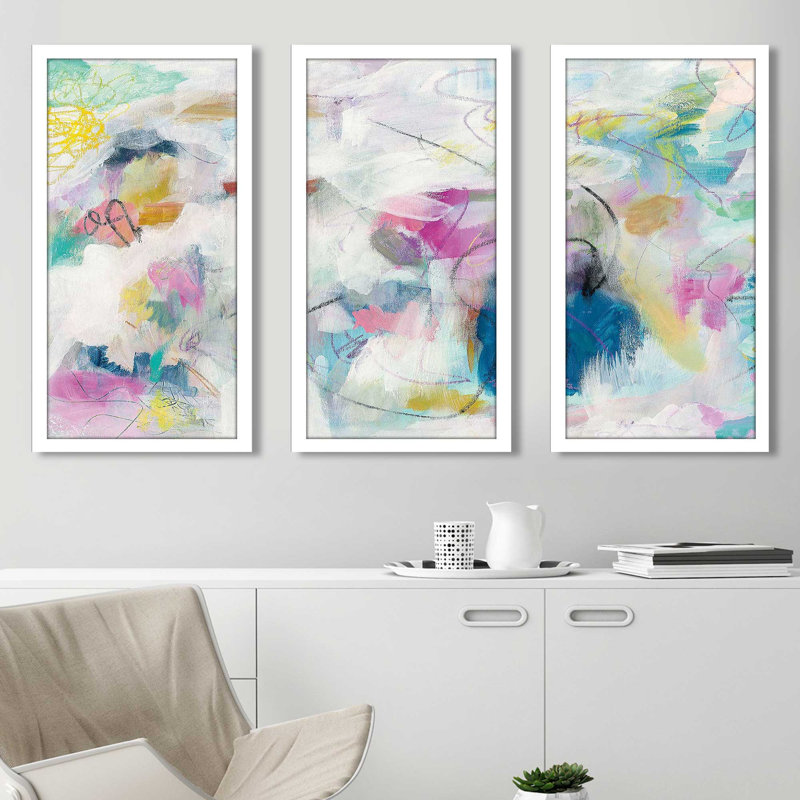 Daylightonomies I - Peinture encadrée 3 pièces, L 40,5 po x H 25,5 po x P 1 po
