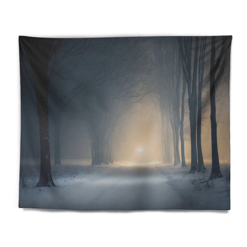 Tapisserie d'hiver en polyester polyester avec des punaises, H 32 po x l 39 po