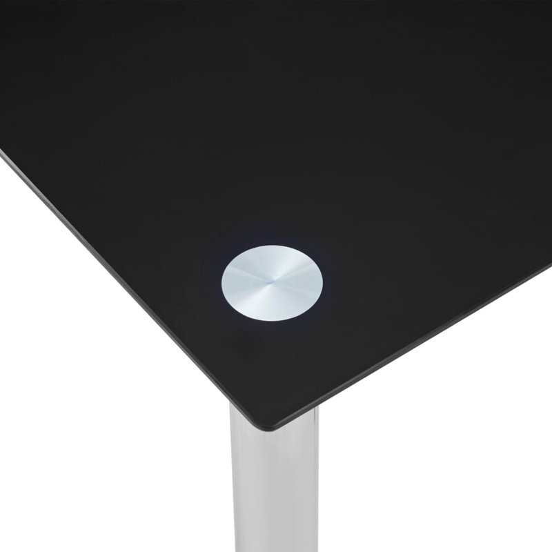 Searcy Glass Top Metal Base Dining Table, Black/Silver, 75cmH x 120cmL x 60cmW