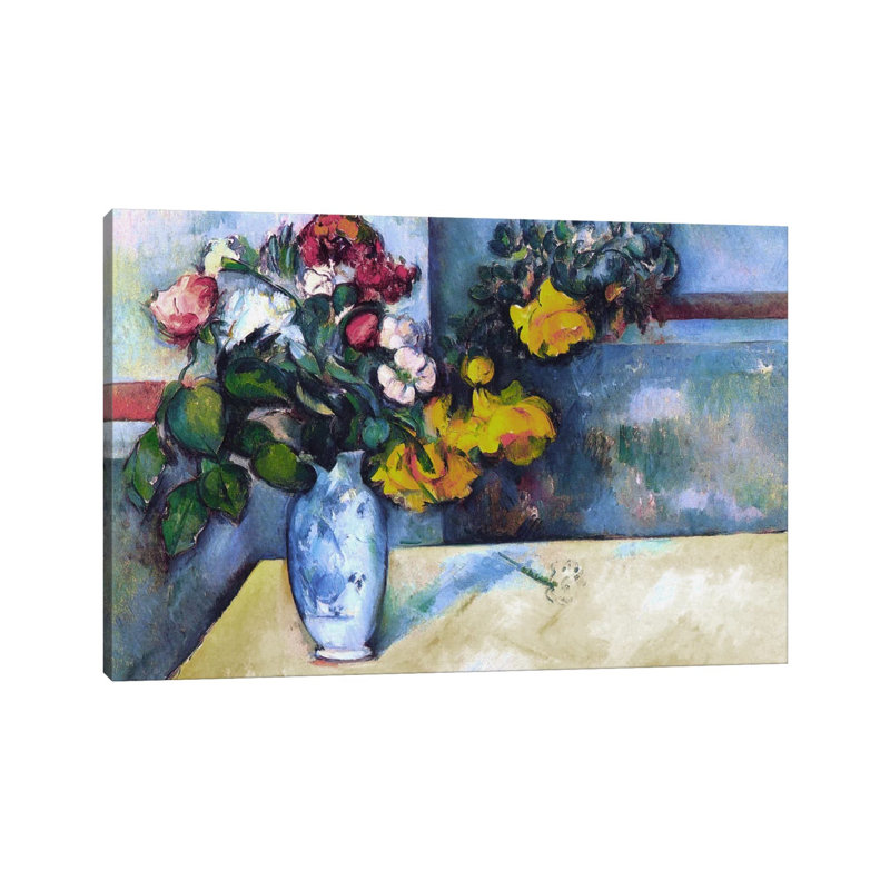 Still Life: Flowers In A Vase by Paul Cezanne - Wrapped Canvas Painting, 20.32 cm H x 30.48 cm W