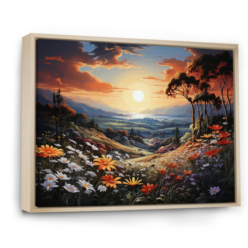 Wildflowers Sunlit Meadows sur toile, Cadre naturel flottant, H 12 po x l 20 po x P 1 po