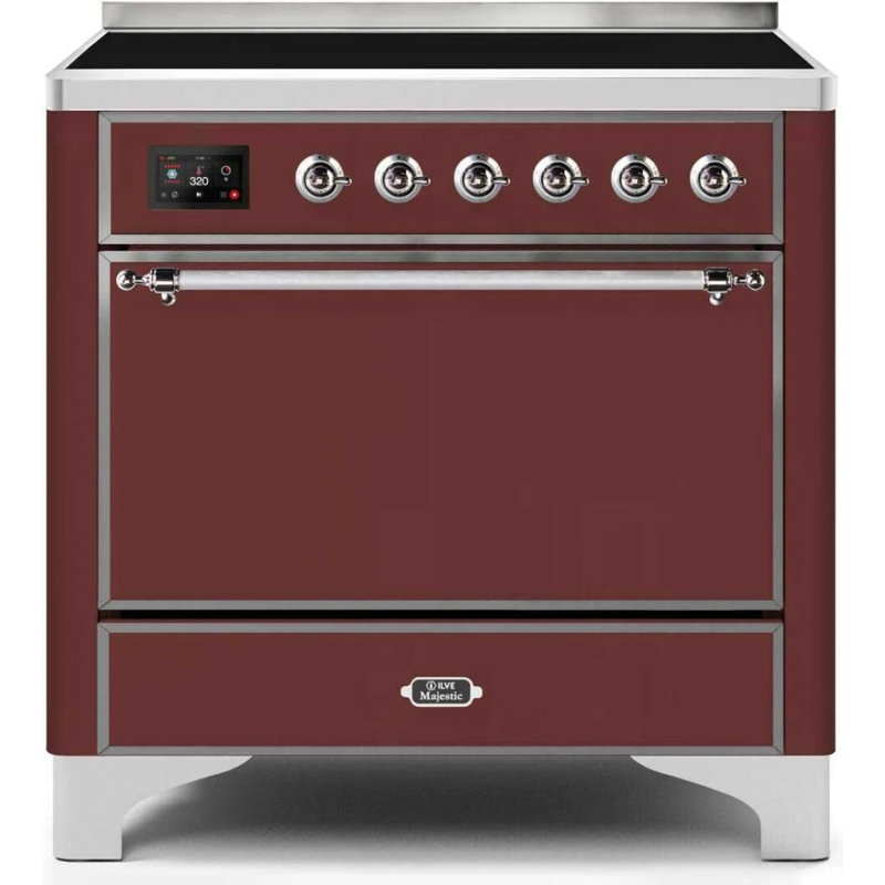 Majestic Ii 36 Inch Freestanding Induction Range, Burgundy/Chrome